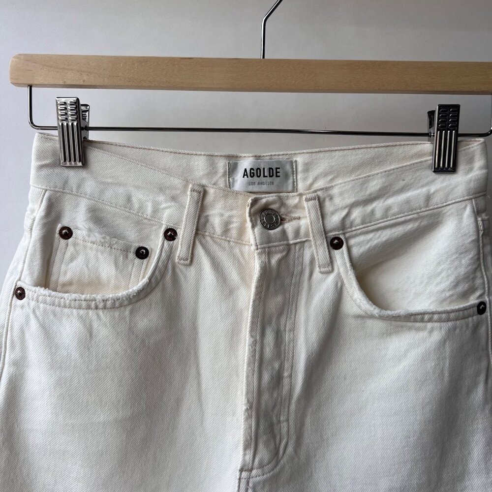 Agolde Riley Cropped Straight-Leg distressed Jeans, white, size 24 - Picture 5 of 11